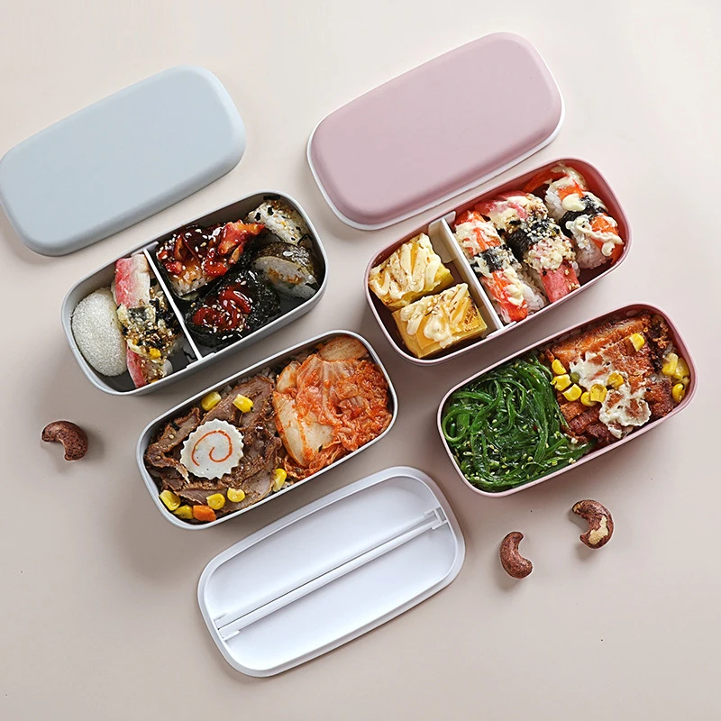 Bento Box Two Tier - صندوق طعام محمول مقاوم للتسرب للأطفال