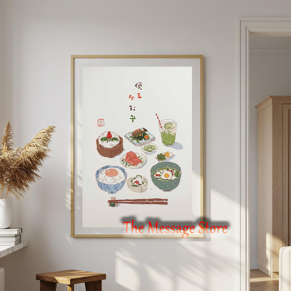لوحة قماشية بتصميم ياباني لطيف - مراجعة Japanese Lifestyle And Food وسعره