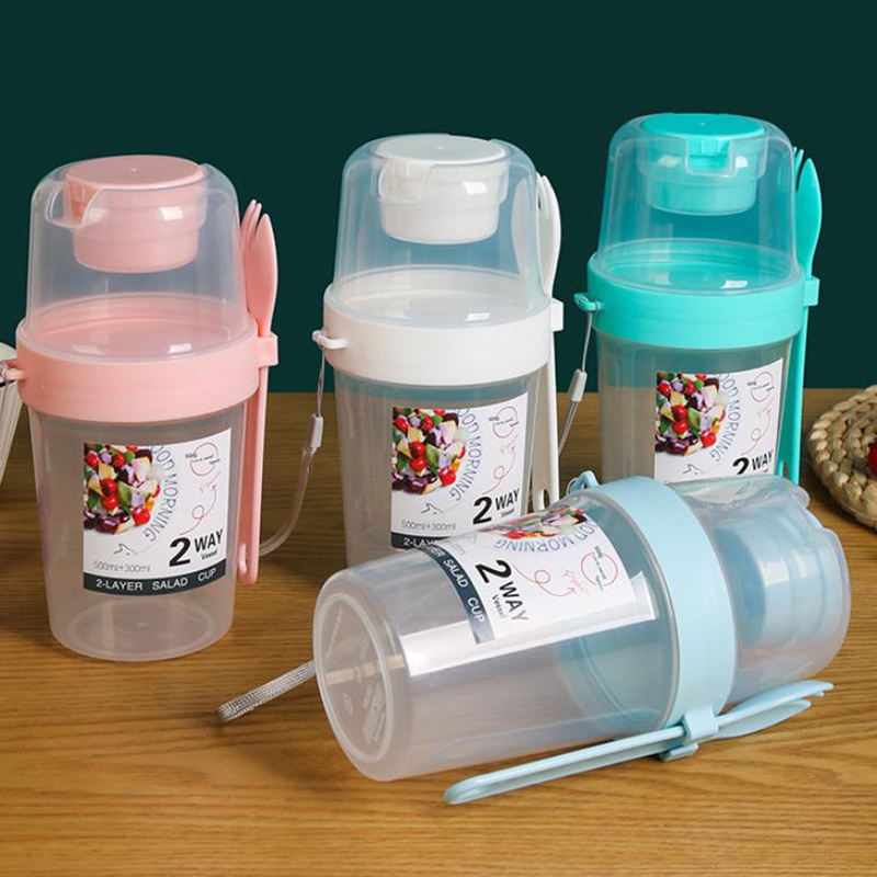 الإفطار الفاكهة الشوفان الزباد - مراجعة Bento Box Two Tier وسعره