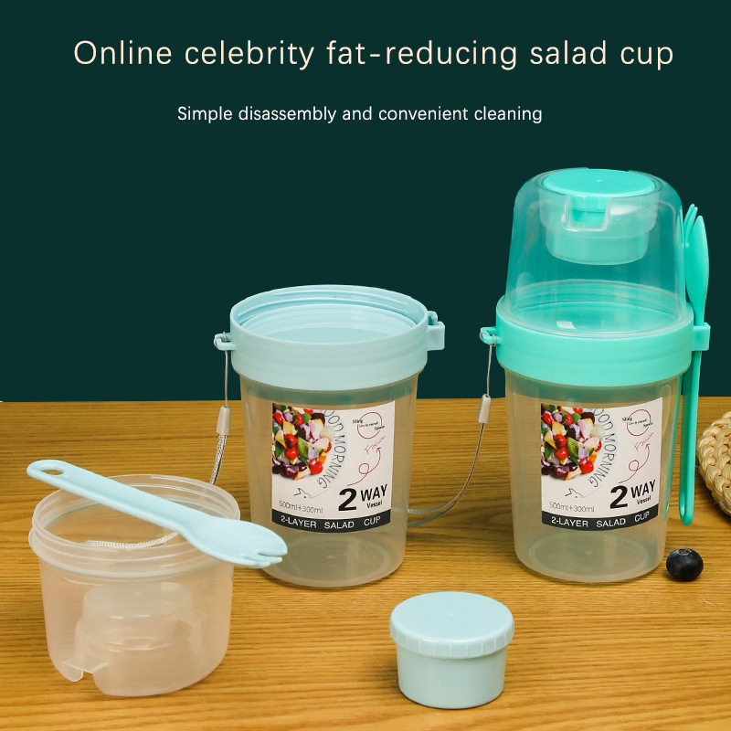 الإفطار الفاكهة الشوفان الزباد - مراجعة Bento Box Two Tier وسعره